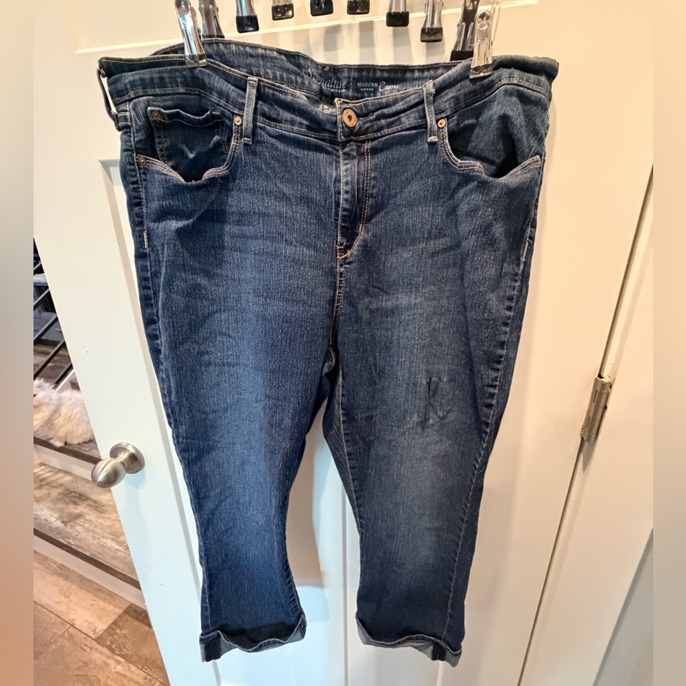 Signature Levi Strauss Capri Jeans Womens 20 Blue Mid Rise Stretch Denim